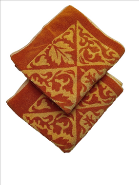 2 Orange and Yellow Decorative Home Bath Towels